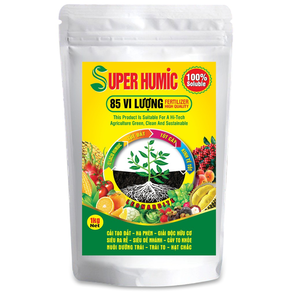 Phân bón hữu cơ : Super Humic 85 vi lượng (1kg)