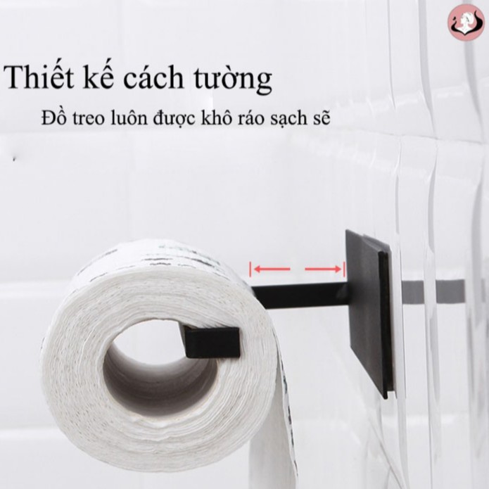 Móc dán tường treo giấy ăn Việt Thư bằng chất liệu thép cac bon chống gỉ  22 x 6 cm