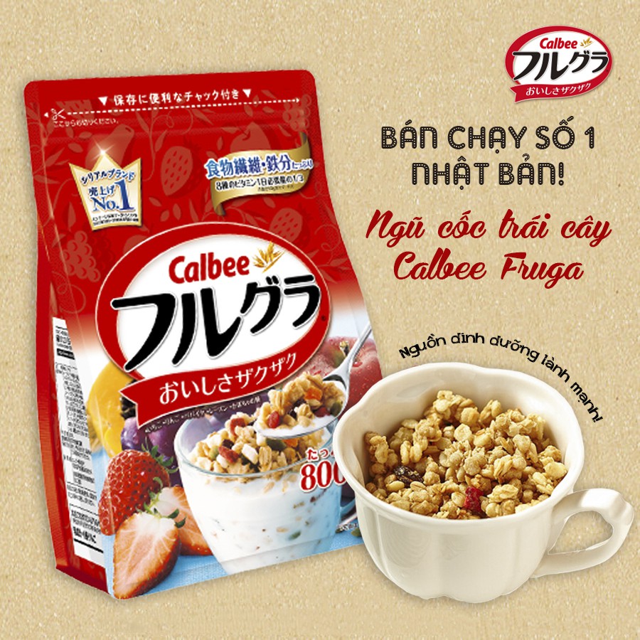 [XẢ KHO] Ngũ cốc ăn sáng Calbee Frugra gói 800g nội địa Nhật (HSD: 12/05/2022)