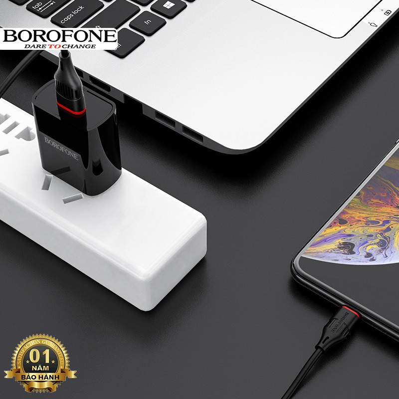 Bộ sạc cáp Borofone BA20 cổng USB 2.1A,dây dài 1m