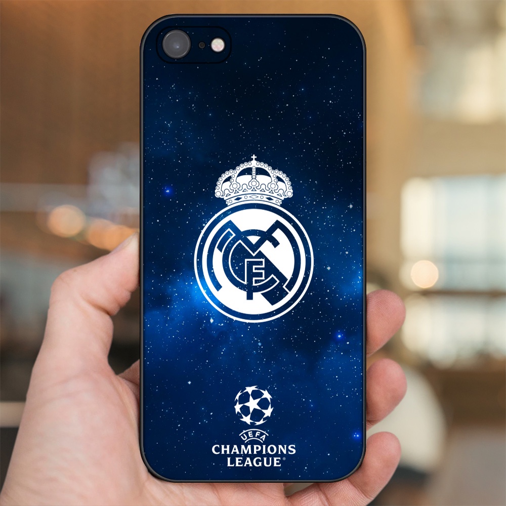 Ốp lưng iPhone 7, 8 dẻo đen cạnh vuông in hình Real Madrid