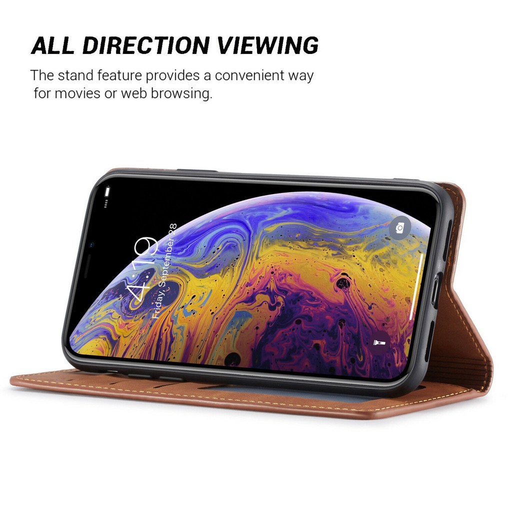 Bao da điện thoại dạng ví phong cách cổ điển nắp lập làm giá đỡ cho iPhone XS Max XR iP7 8 6S+ Plus X | BigBuy360 - bigbuy360.vn