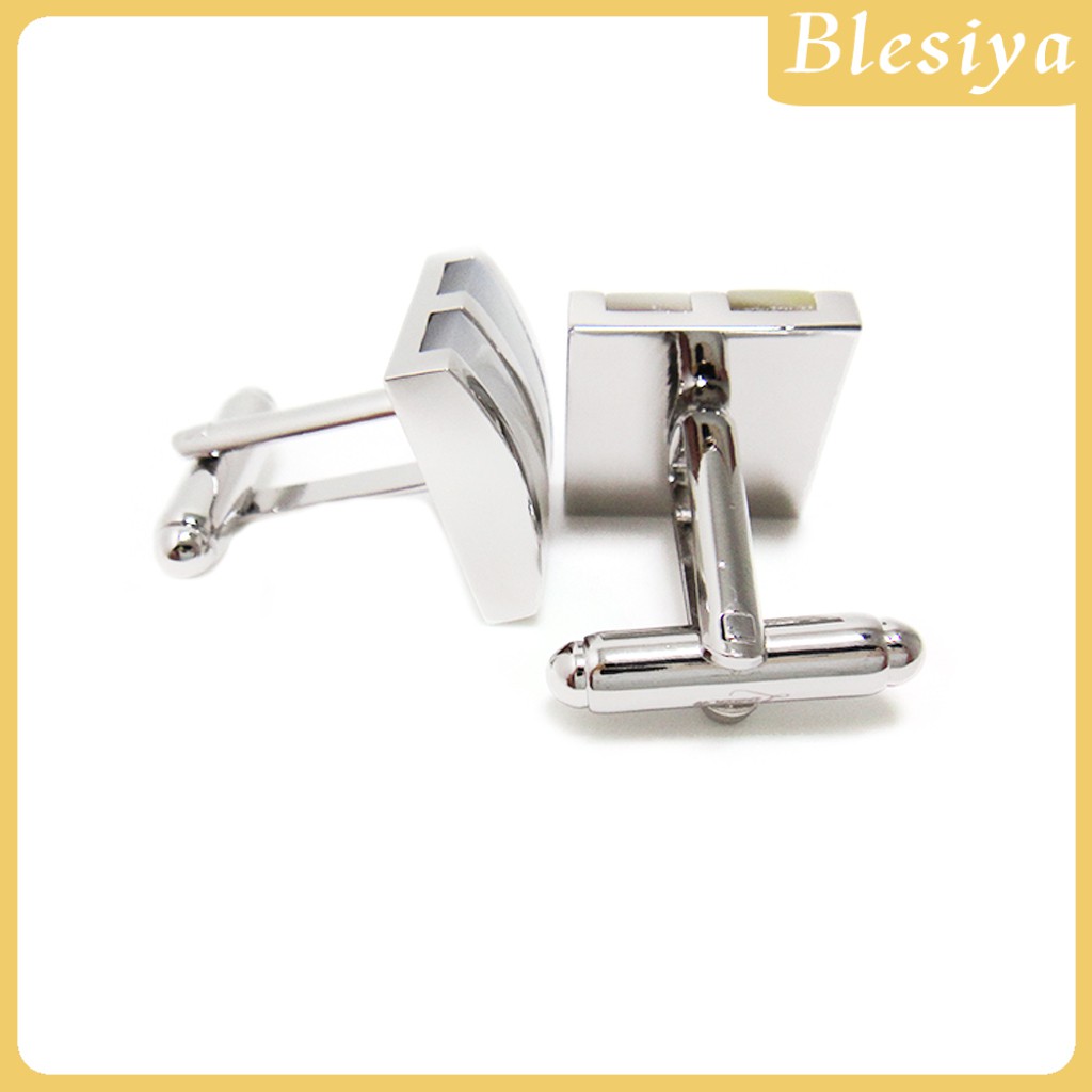 [Blesiya] Khuy Măng Sét Trắng Hình Chữ Nhật Thời Trang Cho Nam