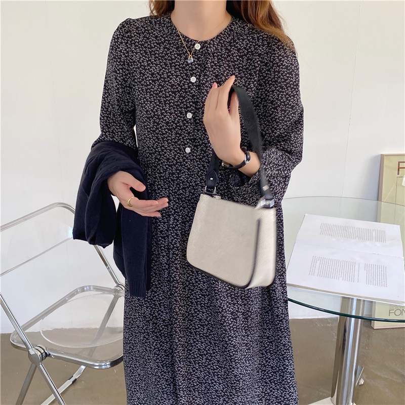 Đầm mini tay dài cổ tròn in hoa thời trang nữ 38078