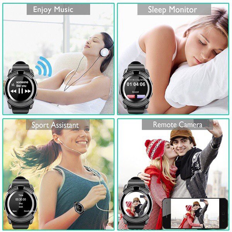 【ready】 With Camera Bluetooth Smart Watch Sports Fitness Touch Screen Waterproof Phones Intelligent Wrist Watch 【Tina】