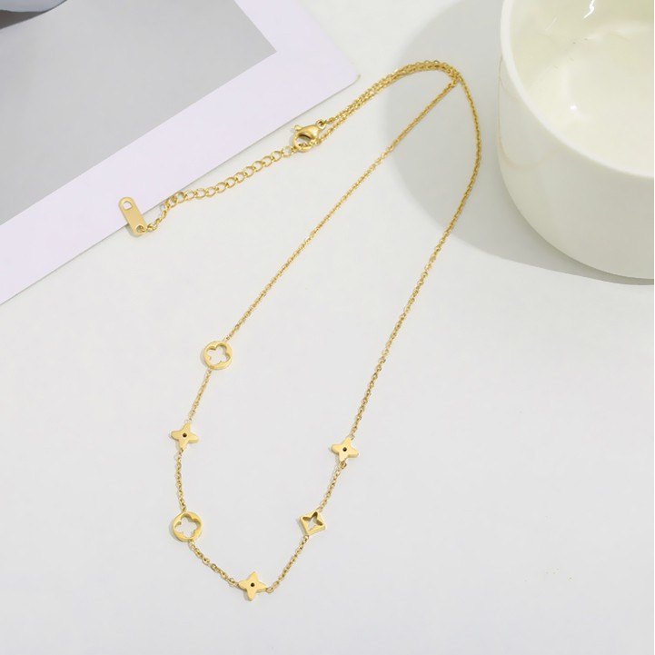 Dây chuyền nữ titan cao cấp chuỗi hoa 4 cánh siêu đẹp, bền màu, hợp thời trang, dễ phối đồ