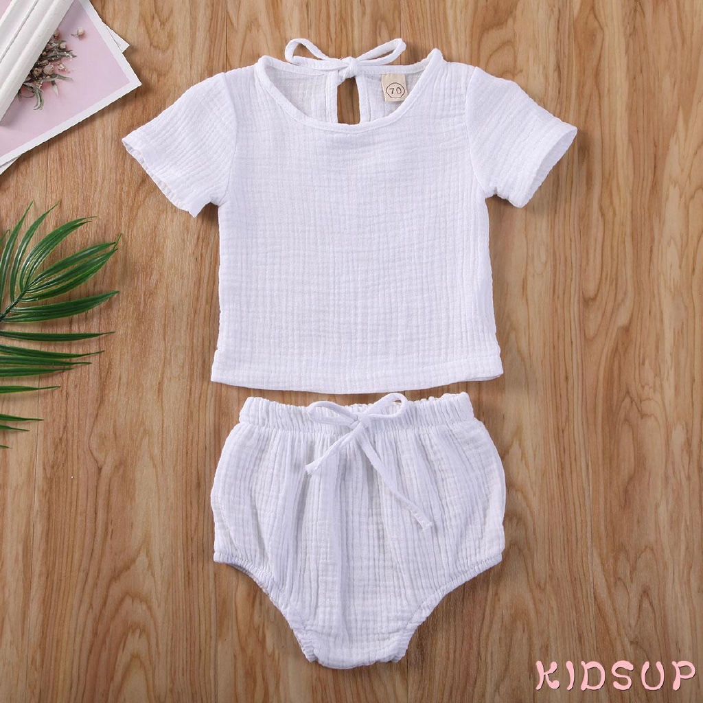 Bộ Áo Cotton + Quần Short Cho Bé Trai / Gái