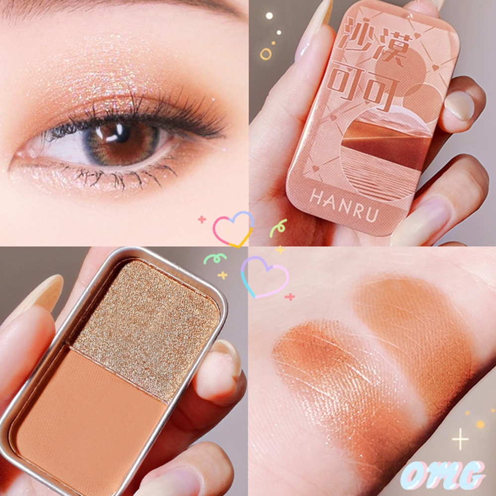 [Hàng mới về] Bảng phấn trang điểm mắt 2 màu sắc lì và ánh ngọc trai thời trang nhỏ gọn