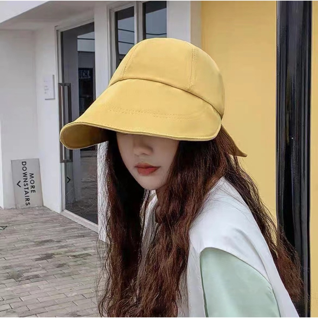 Nón Vải Vành Rộng Buộc Phía Sau Hot Trend Kiểu Hàn