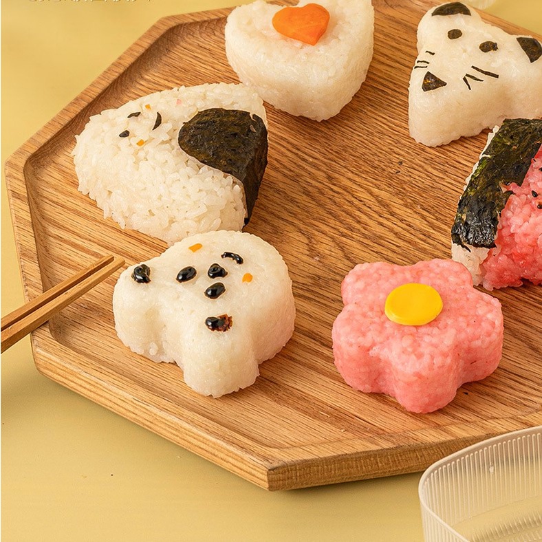 Khuôn Làm Cơm Cho Bé Ăn Dặm, Khuôn Cơm Nắm Bento Tạo Hình cơm bánh xinh xắn, an toàn, tiện dụng