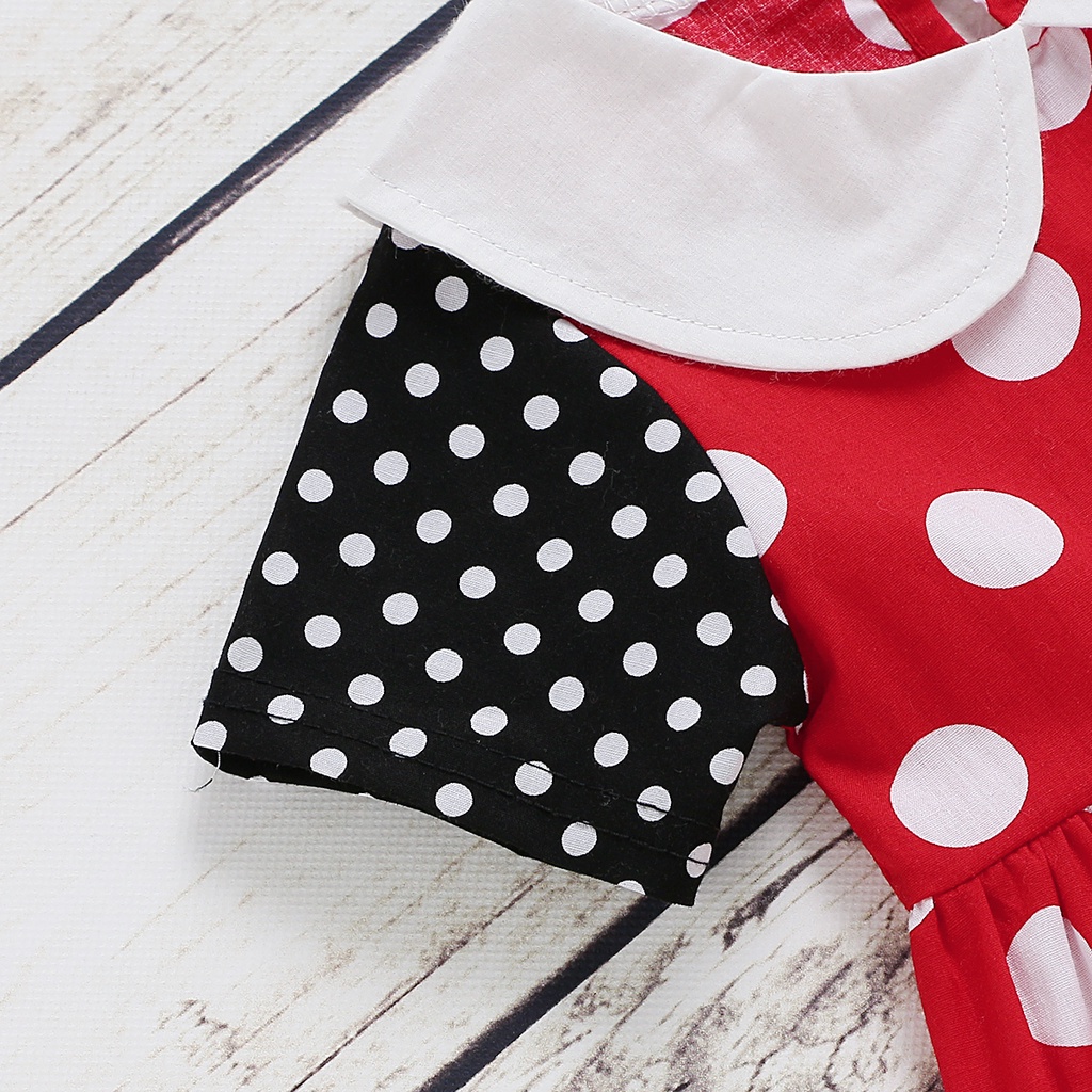 Đầm MIKRDOO dáng chữ A tay ngắn in họa tiết chấm bi xinh xắn thời trang dành cho bé gái