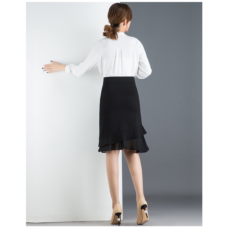 Chân Váy Công Sở Nữ Phối Bèo Trẻ Trung Chân Váy Đuôi Cá Tới Gối Đuôi Cá Voan