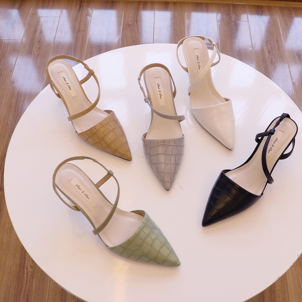 Giày cao gót nữ 7p mũi nhọn gót nhọn dáng sandal slingback bít mũi thời trang công sở đẹp bAimée &amp; bAmor - MS1542