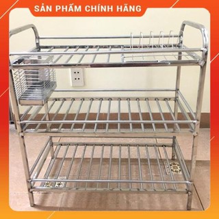 Saigon 3-tier stainless steel dish rack with beautiful thick chopsticks, Stainless steel bowl and chopsticks shelf