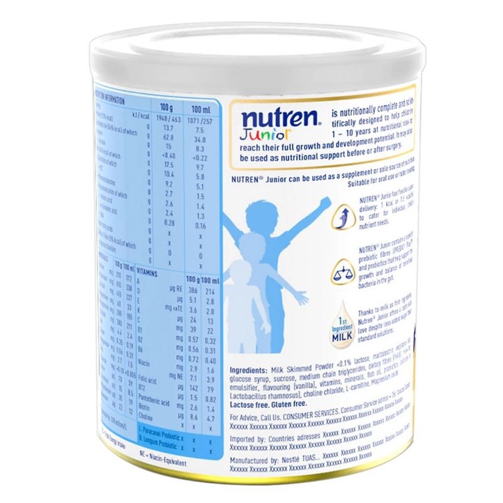 Sữa Nutren Junior 850g( Mẫu Mới, date t10/2023)