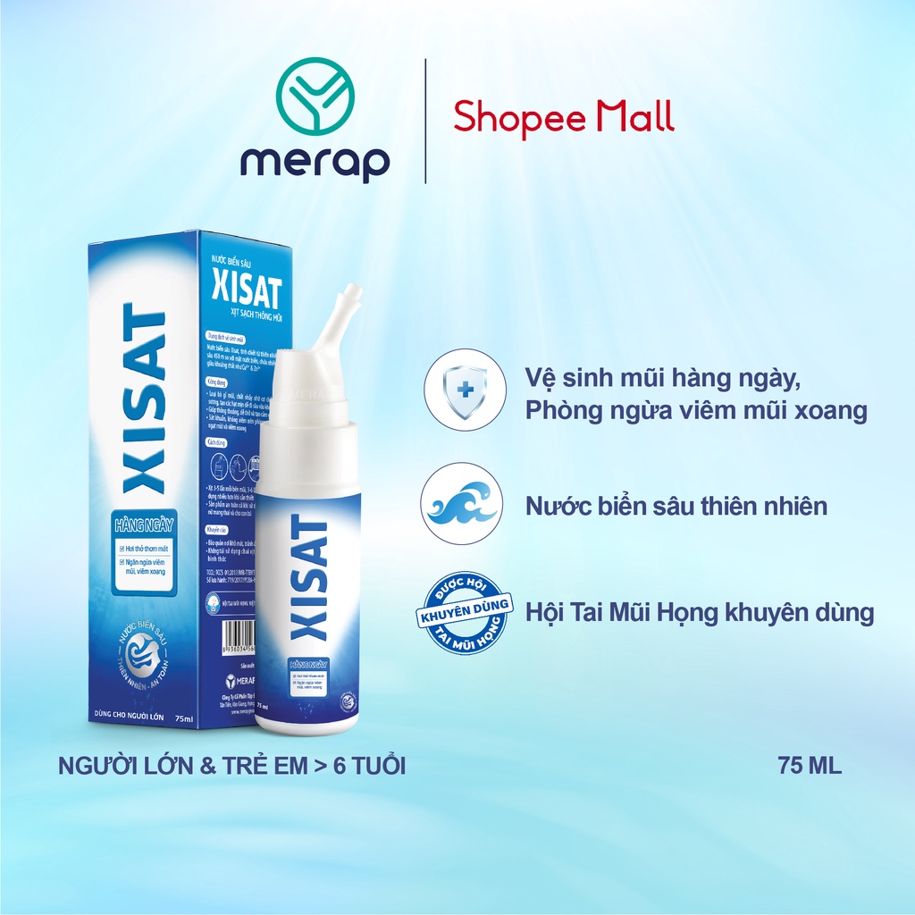 Nước biển sâu XISAT hằng ngày phòng ngừa sổ mũi, ngạt mũi và viêm xoang 75ml