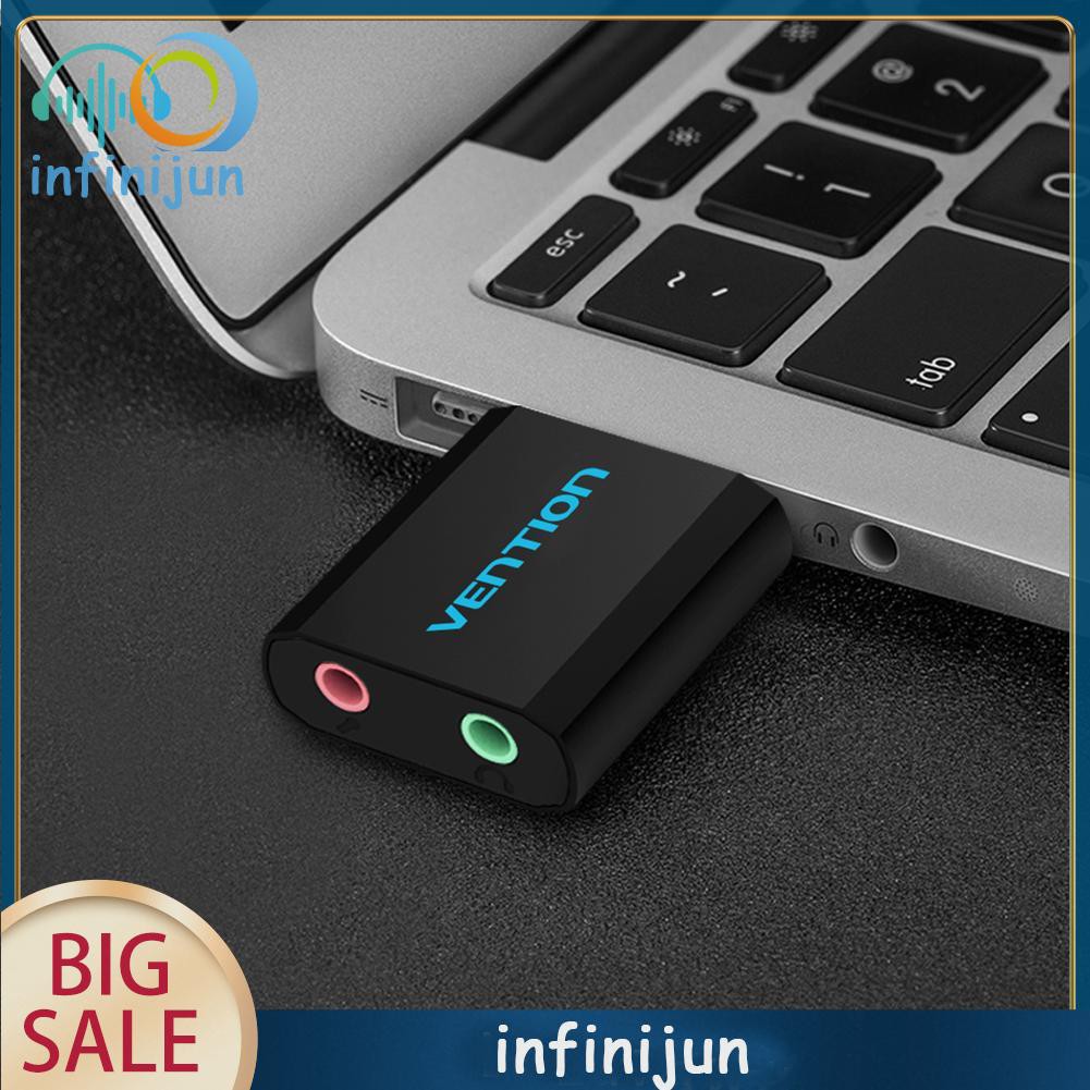 Card âm thanh rời Vention màu đen chuyển đổi từ cổng USB sang giắc 3.5MM | BigBuy360 - bigbuy360.vn