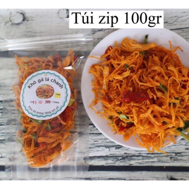 100gr khô gà cay lá chanh (đóng túi zip)