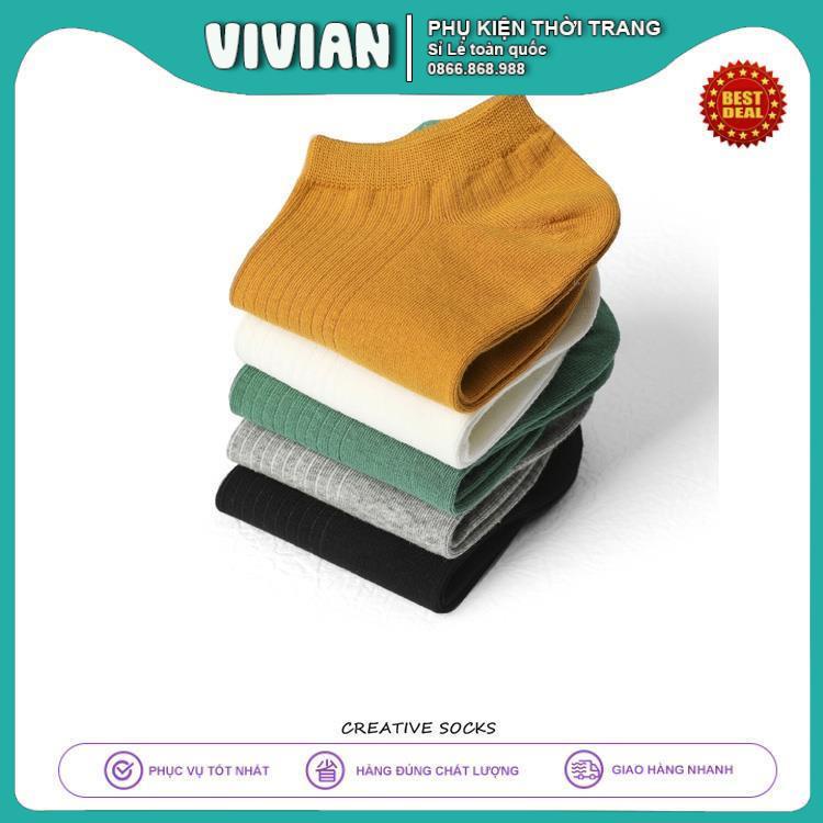 Vớ cổ ngắn Asrla [✨HỘP 5 ĐÔI✨] Tất ngắn nam nữ cotton cao cấp, thoáng khí, mềm nhẹ