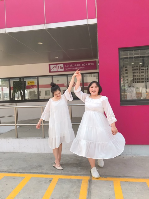 Váy nữ babydoll đi học đi chơi  thiết kế tầng thường layering dress caocaobycaochen 2 màu đen trắng có bigsize