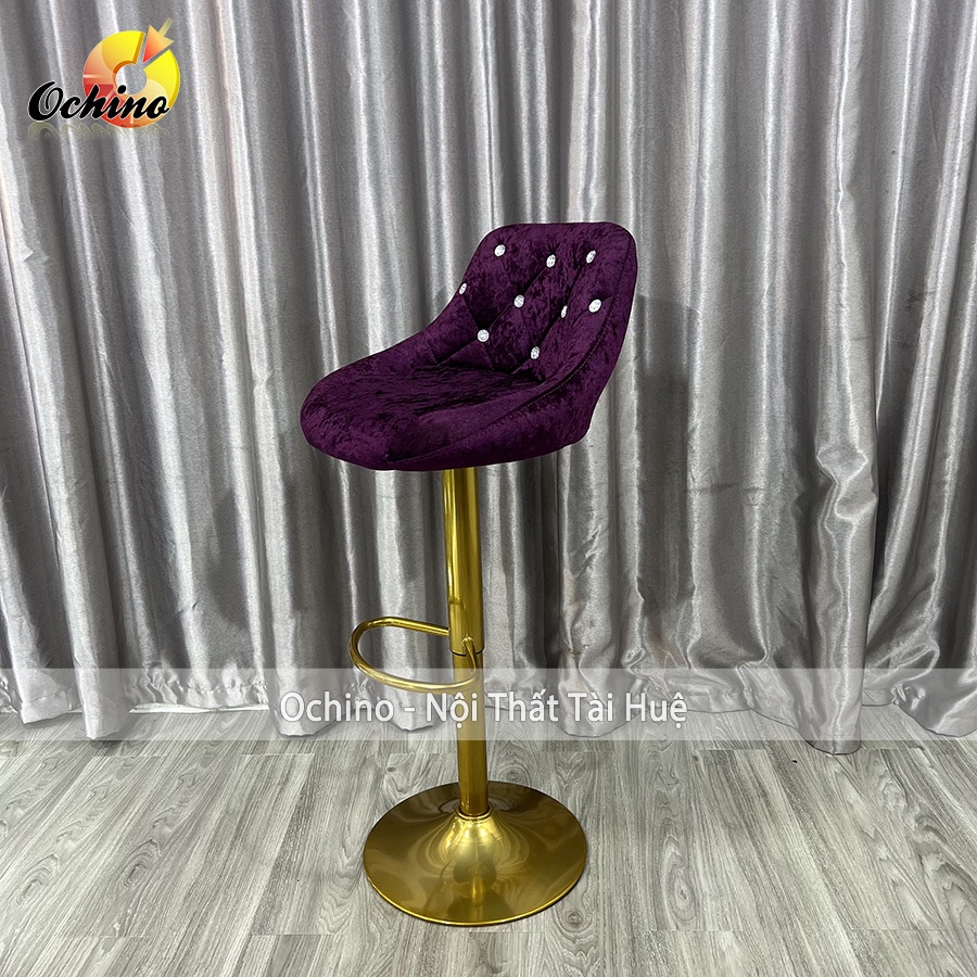 Ghế Quầy Lễ Tân, Ghế Quầy Bar Mẫu Nỉ Nhung Chân Vàng K1 Tĩnh Điện Điều Chỉnh Độ Cao 60/80 Phong Cách Hiện Đạ