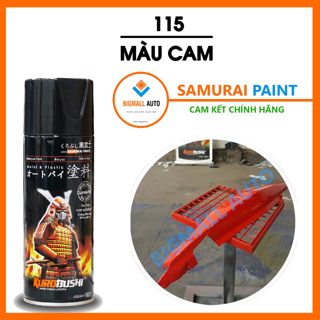 Sơn Samurai màu cam 115 - chai sơn xịt cao cấp dành cho sơn xe máy , ô tô , đồ dùng , dụng cụ