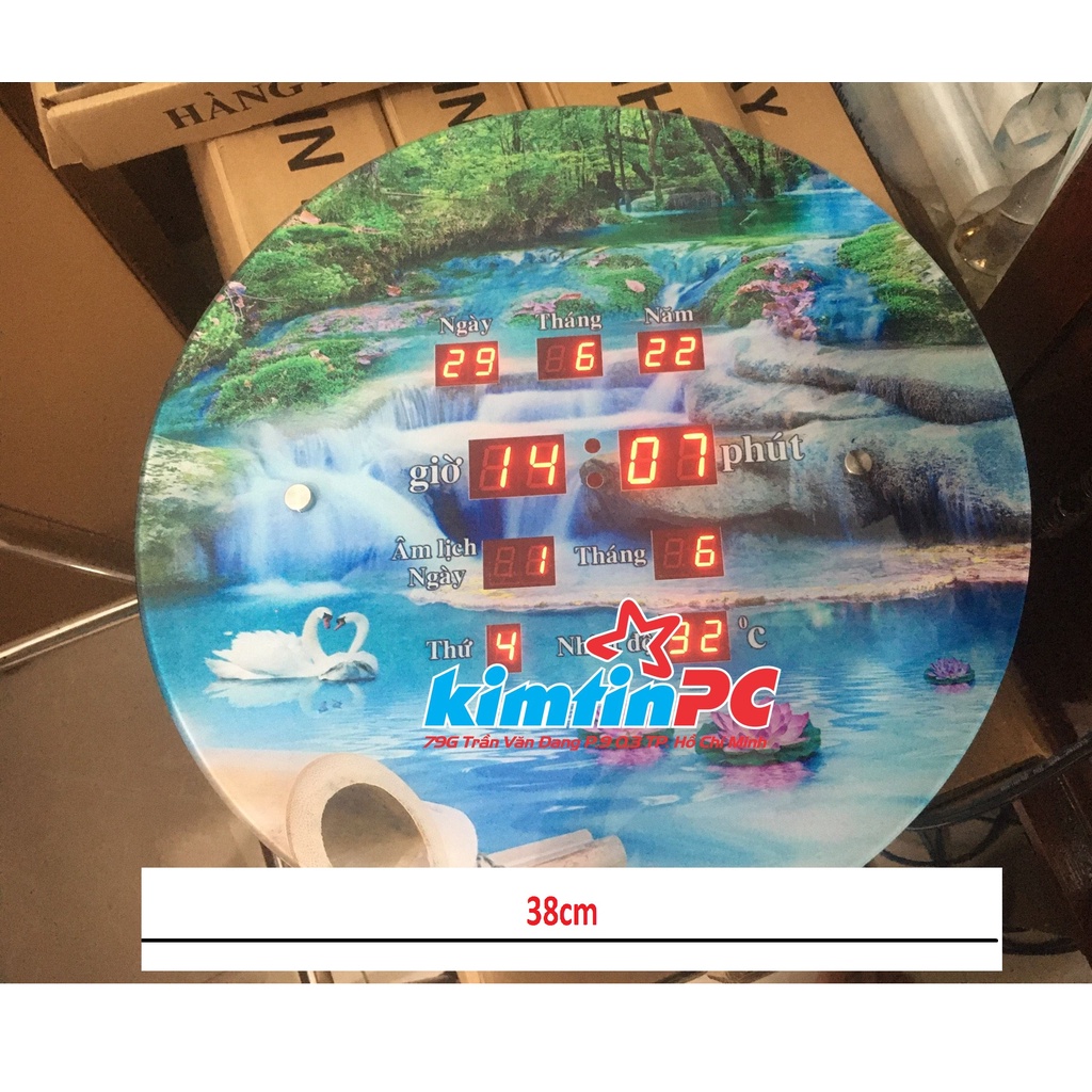 Đồng hồ điện tử - lịch vạn niên - khung gỗ - Khổ 36x51cm