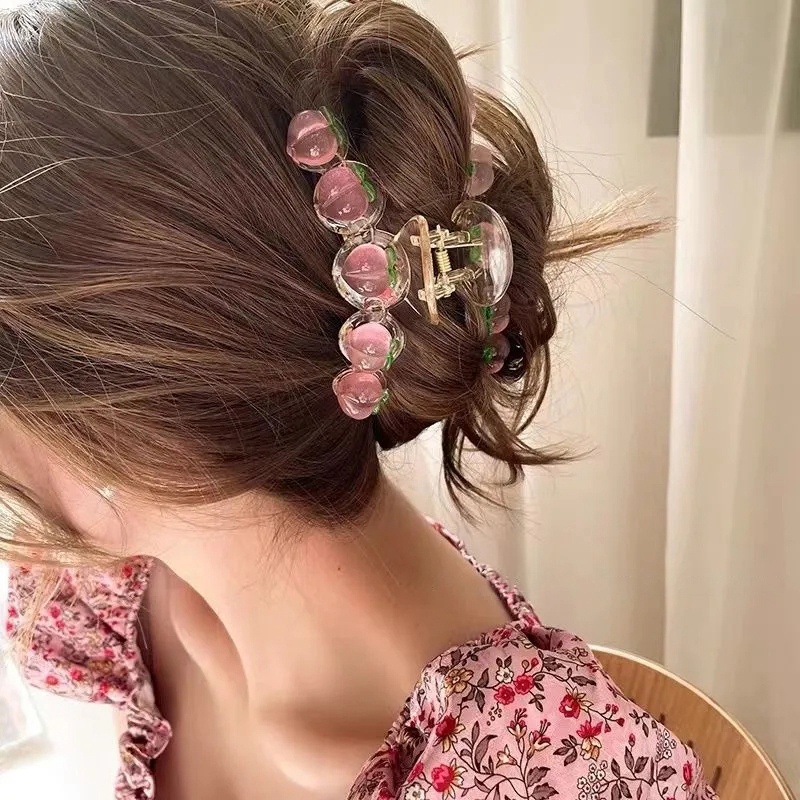Kẹp tóc hàm cá mập màu hồng đào sáng tạo thời trang Hàn Quốc cho nữ nhiều kiểu tùy chọn