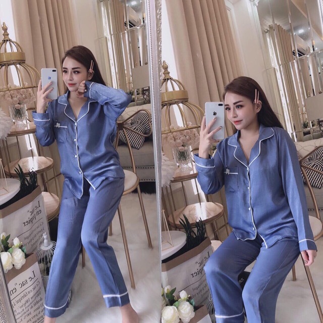 Bộ ngủ pijama mặc nhà lụa tuyết dài cao cấp siêu hot | BigBuy360 - bigbuy360.vn