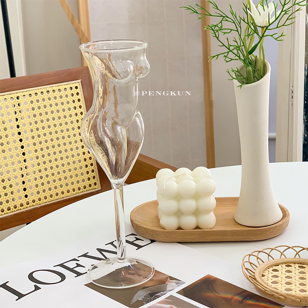 Creative Body Cao Cup Glass Hàn Quốc ins Blogger Body Line Cup Whiskey Juice Cup Ly Nghệ thuật trang trí Hàn Quốc Chụp ảnh Ẩm thực Ly Thủy Tinh Uống Rượu Phong Cách Hàn Quốc Độc Đáo