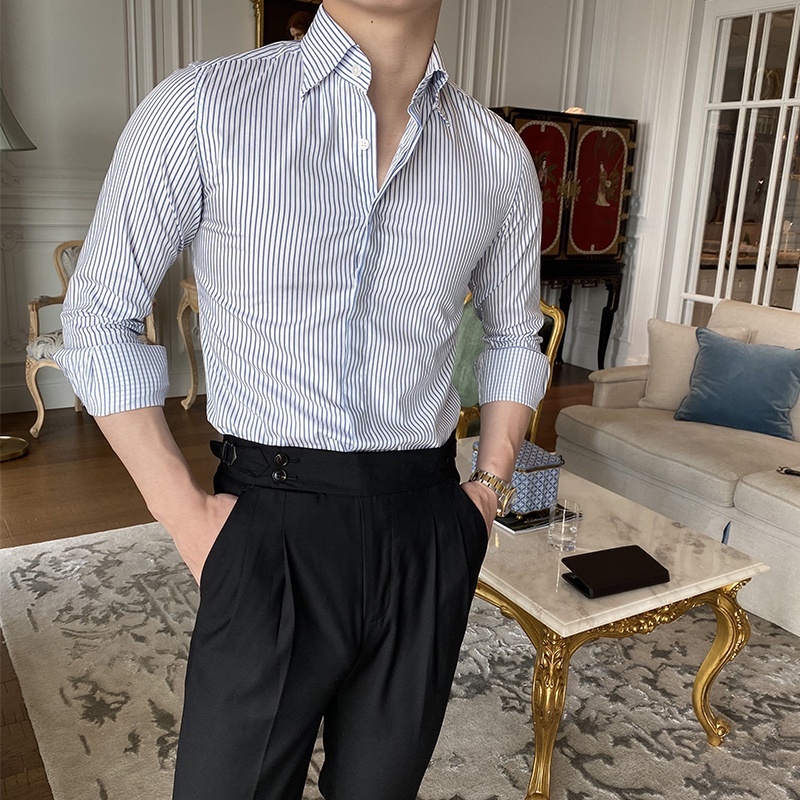 Áo Sơ Mi Nam Dài Tay Công Sở Giấu Khuy Dáng Ôm Lịch Lãm TRADY FASHION