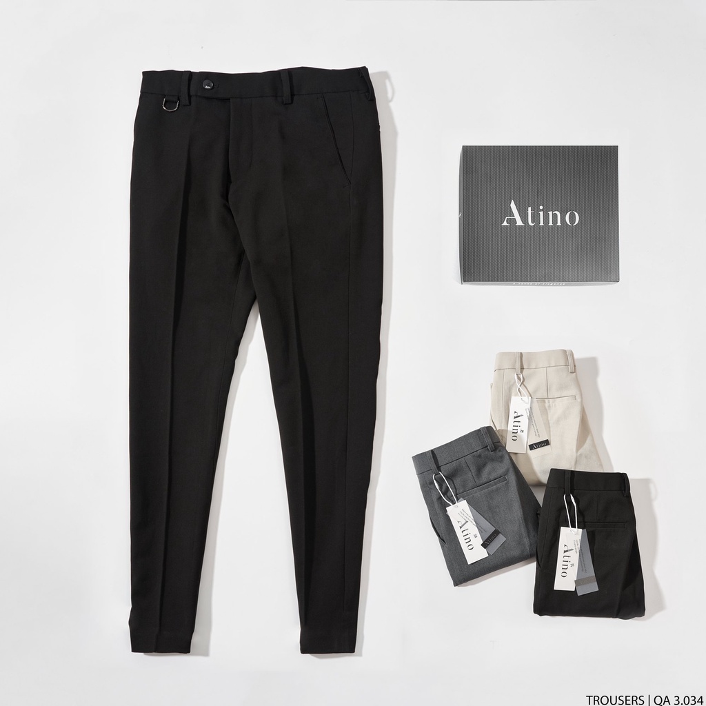 Quần Âu Nam Móc Cạp Quần ATINO Vải Polyester Co Giãn Pha Rayon Thông Thoáng Form Regular QA3.034