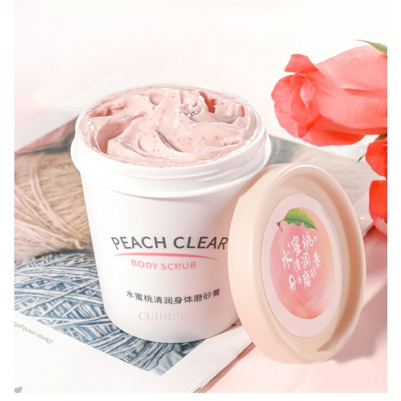 Tẩy tế bào chết body đào Peach Clear 200ml,kem tẩy da chết làm sạch sâu,dưỡng trắng sáng,giữ ẩm,mềm mại ,thải độc tố da