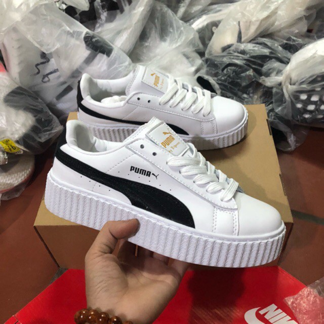 Giày PUMA trắng vệt đen đế độn tăng chiều cao bản cao cấp 1-1 trung full phụ kiện