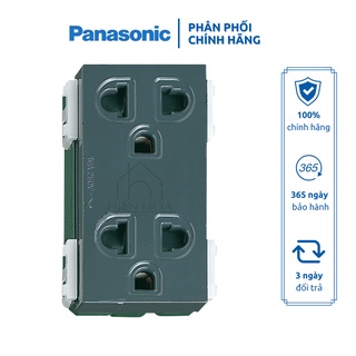 Ổ cắm đôi có màn che và dây nối đất Panasonic dòng Wide Series màu trắng - đen xám - vàng ánh kim (halumie) - xám ánh ki
