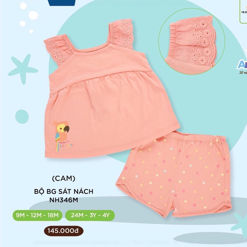Bộ 2 dây cánh tiên bé gái bộ sát nách Lullaby 9m-4y