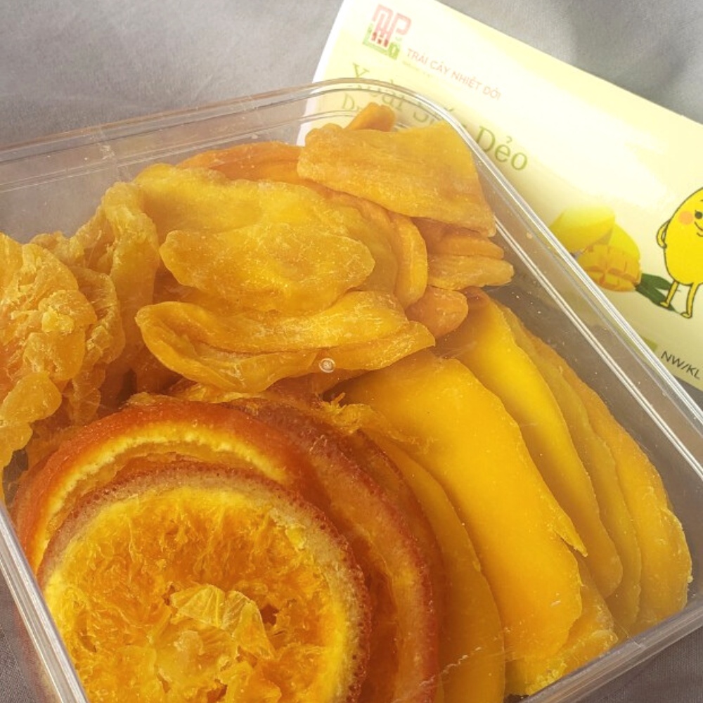 Trái Cây Sấy Dẻo Không Đường 500g Mix 5 Loại Xoài, Dứa, Mít, Cam, Đu Đủ, Hoa quả sấy dẻo đặc sản
