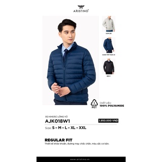 Áo khoác lông vu nam Aristino AJK018W1 siêu nhẹ, siêu ấm
