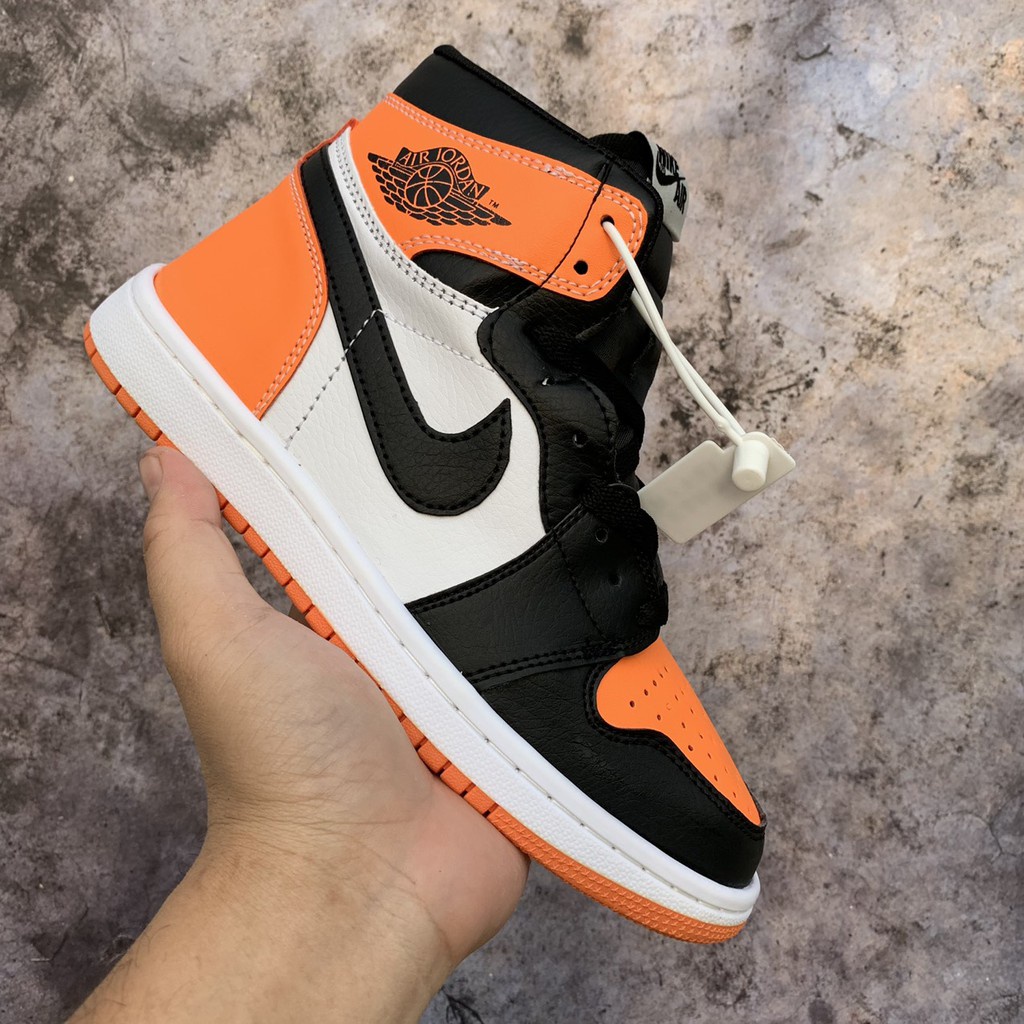 Giày thể thao Jordan cao cô cam đen, giày sneaker JD1 high đen cam, Giày thể thao JD1 Orange/Black  nam nữ