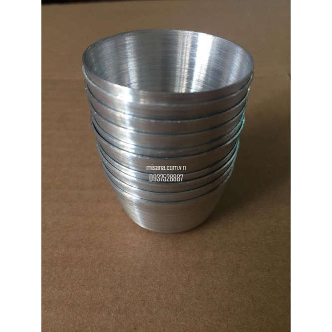 Bộ 10 ly nhôm làm bánh bò nhỏ 4cm