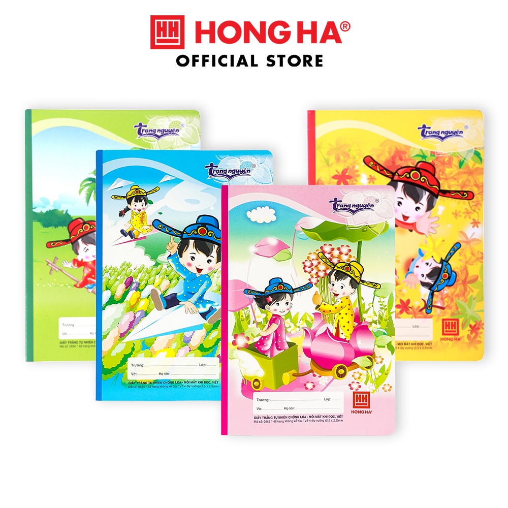 Vở 4 Ô ly 48 trang Hồng Hà School Trạng Nguyên 0555, tập ô ly giấy trống lóa - Soleil Home