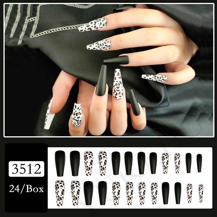 3512 YUKEHUI móng tay giả kèm keo bộ móng tay giả set móng giả trong suốt móng tay giả đính nơ móng tay giả dài vuông móng tay giả dài đính đá