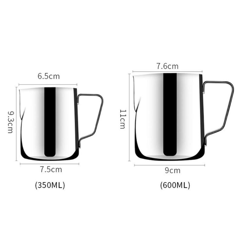 Ca Tạo Bọt Cafe - Ca Đánh Sữa Bằng Inox 100% Dung Tích 350/600ml ( Có Chia Vạch )