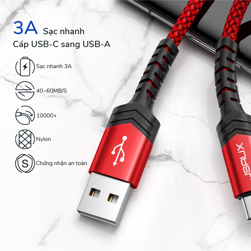 Cáp Sạc Nhanh JSAUX 3A Cổng USB Type C Truyền Dữ Liệu Tiện Dụng