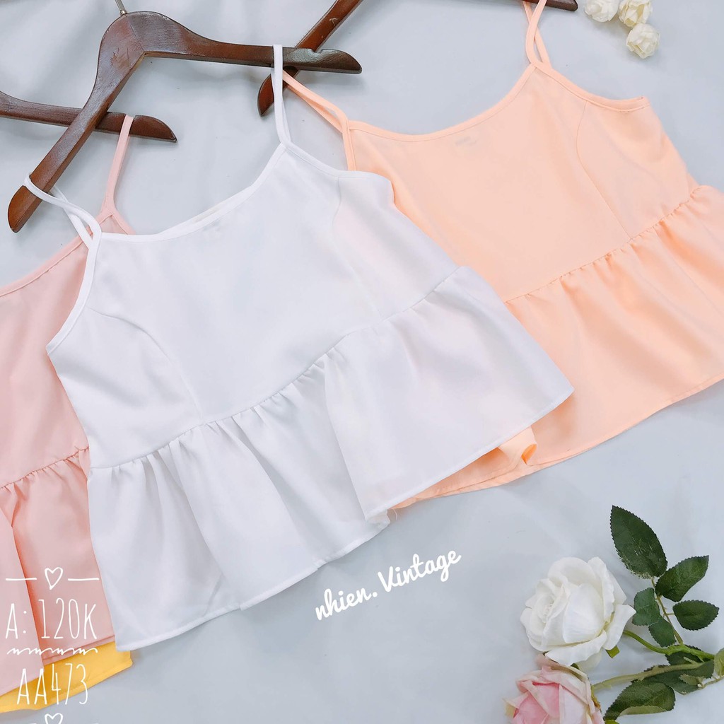 Áo hai dây babydoll _ Nhienvintage AA473