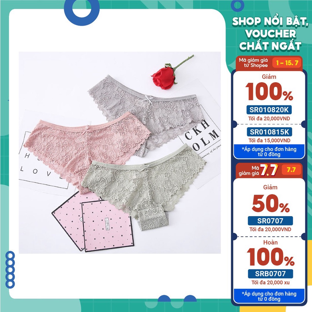 QUẦN LÓT REN NỮ CAO CẤP, ĐÁY QUẦN COTTON KHÁNG KHUẨN MẶC THOÁNG MÁT - Mã 016