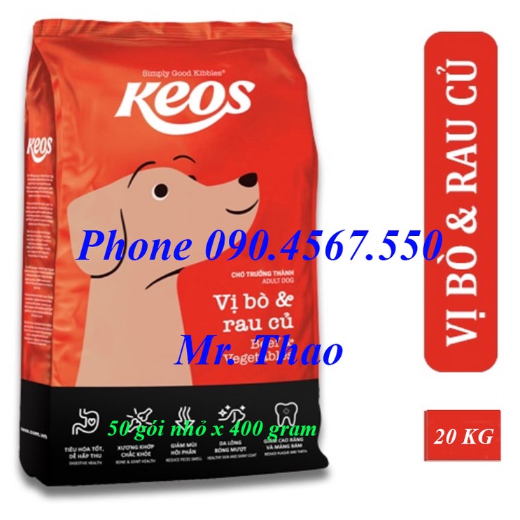 [20KG] Thức ăn Keos vị Bò &amp; Rau củ dành cho chó trưởng thành - KEOS DOG ADULT BEEF AND VEGETABLE