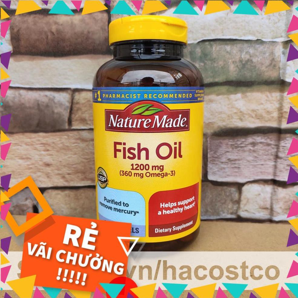 ( KIBO ) Viên uống Dầu Cá Nature Made Fish Oil 1200mg 360mg Omega 3 200 viên
