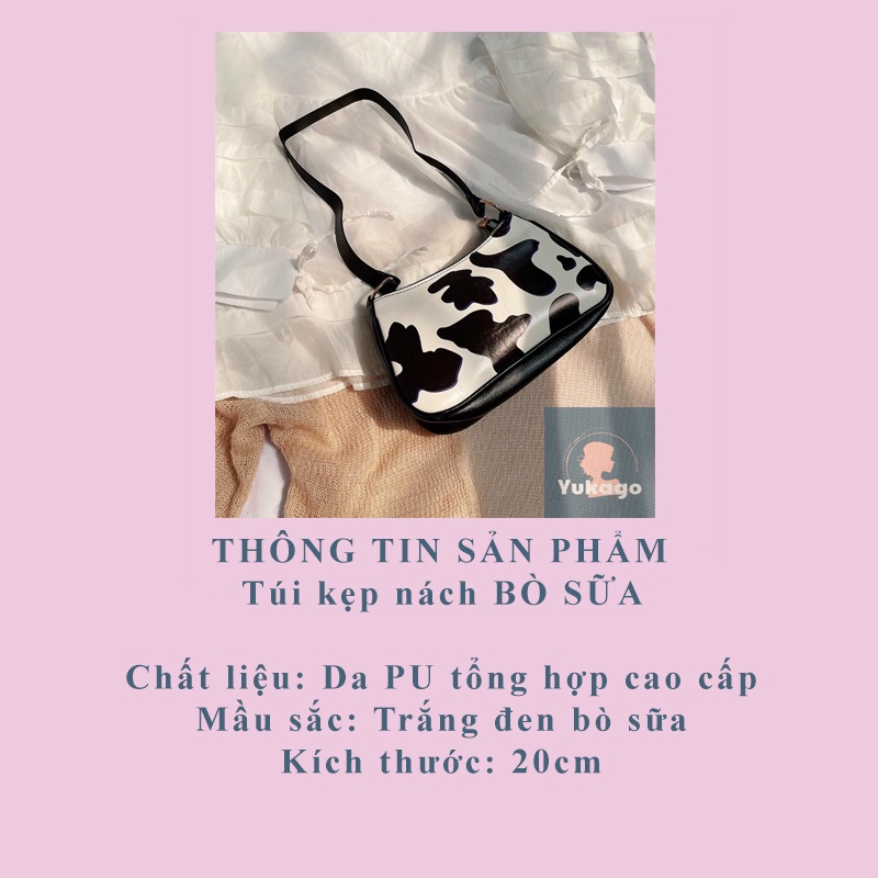 Túi kẹp nách bò sữa trắng đen bóng da PU tổng hợp cao cấp YUKAGO 3023141418