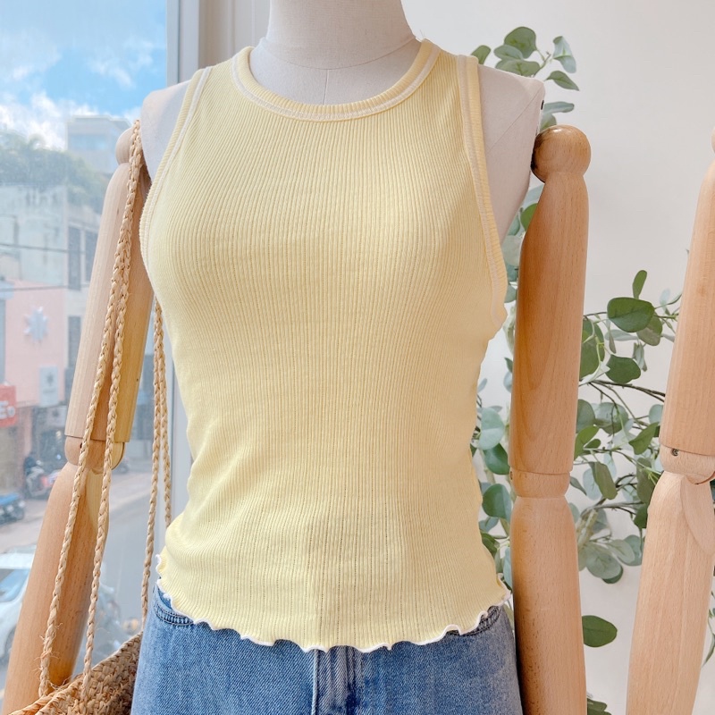 Áo thun ba lỗ nữ ôm dáng viền chỉ màu MIEU - JM02